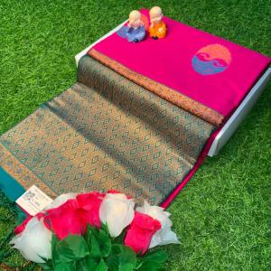 meena work soft silk saree